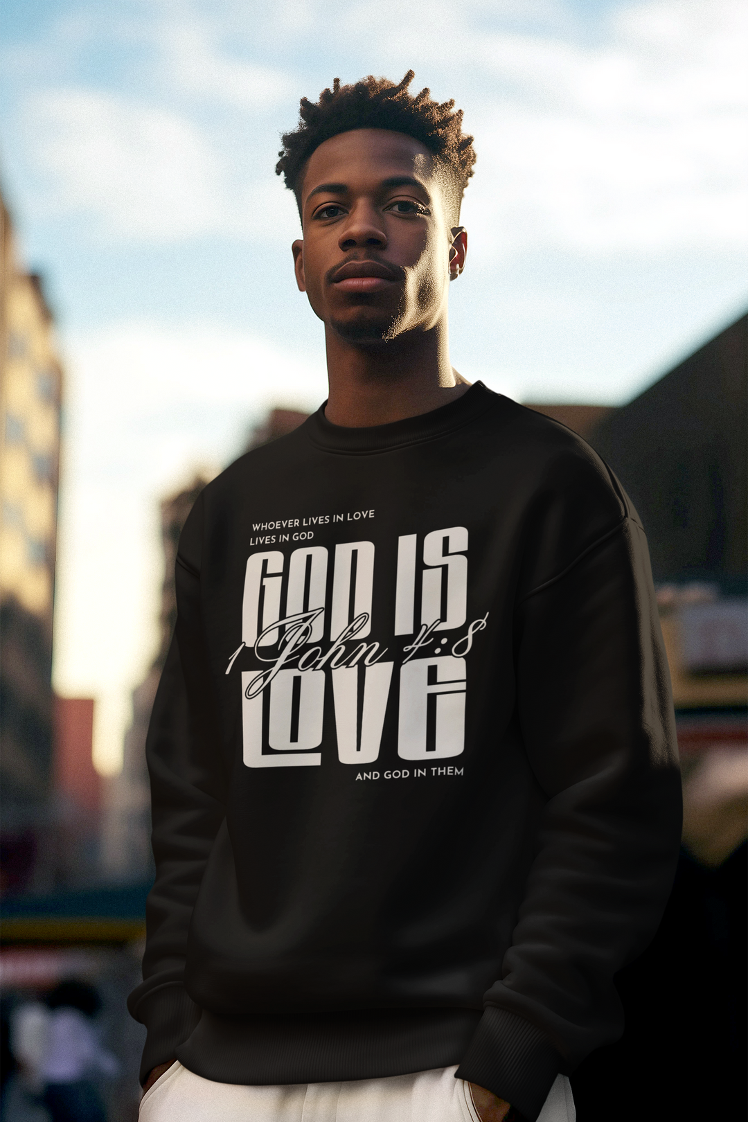 God is Love Scripture Men's Sweatshirt
