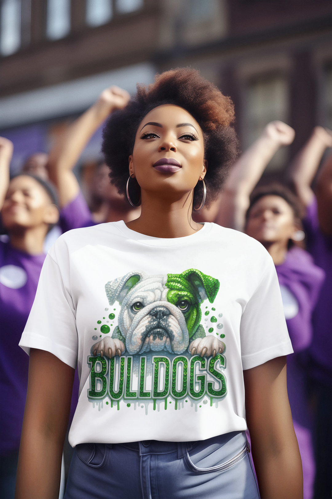 Bulldog Faux Sequin Women's Tee