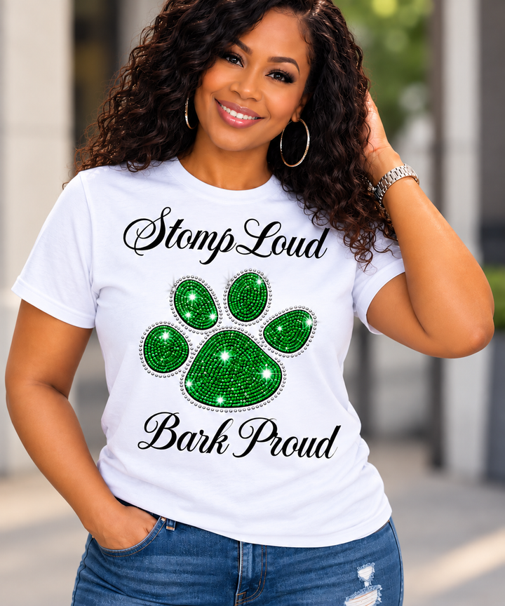 Stomp Loud Bark Proud Sequin Bling Unisex Tee